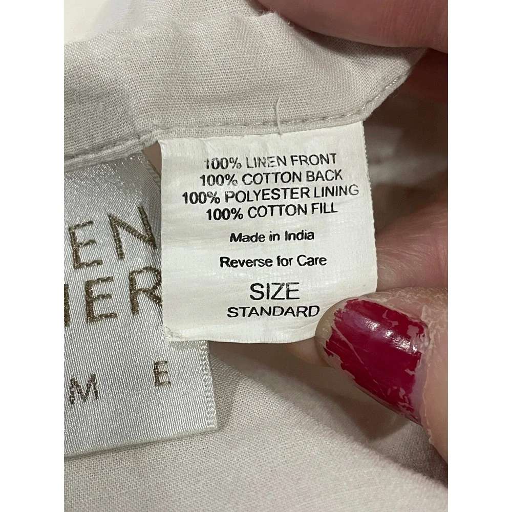 2 EILEEN FISHER Home Standard Quilted Pillow Covers Shams‎ Linen Cotton Blend